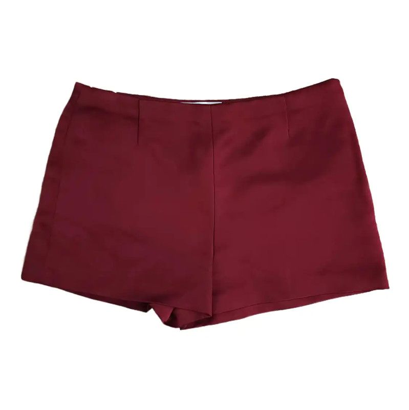 Valentino Valentino Burgundy Silk Summer Shorts for Women 0089 Size 26" / US 2 / IT 38 - 1 Thumbnail