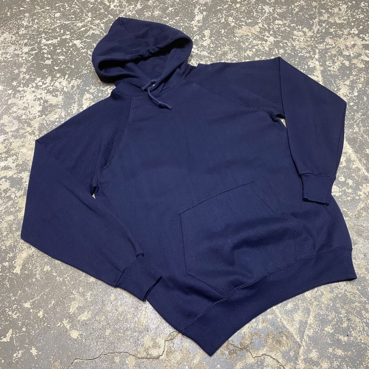 Japanese Brand × Original Montgomery × Vintage Vintage Montgomery Ward Blank Navy Gusset Hoodie Sweat 70s Size US L / EU 52-54 / 3 - 11 Thumbnail