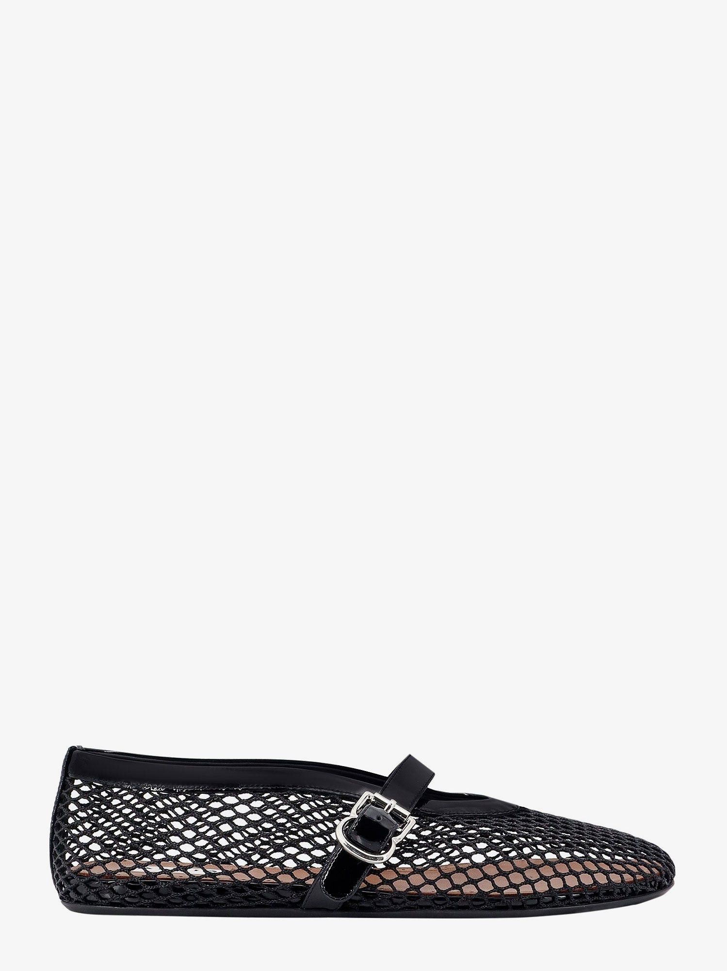Alaia Fishnet Ballerinas With Patent Leather Profiles Shoes, Women's (Size 11)