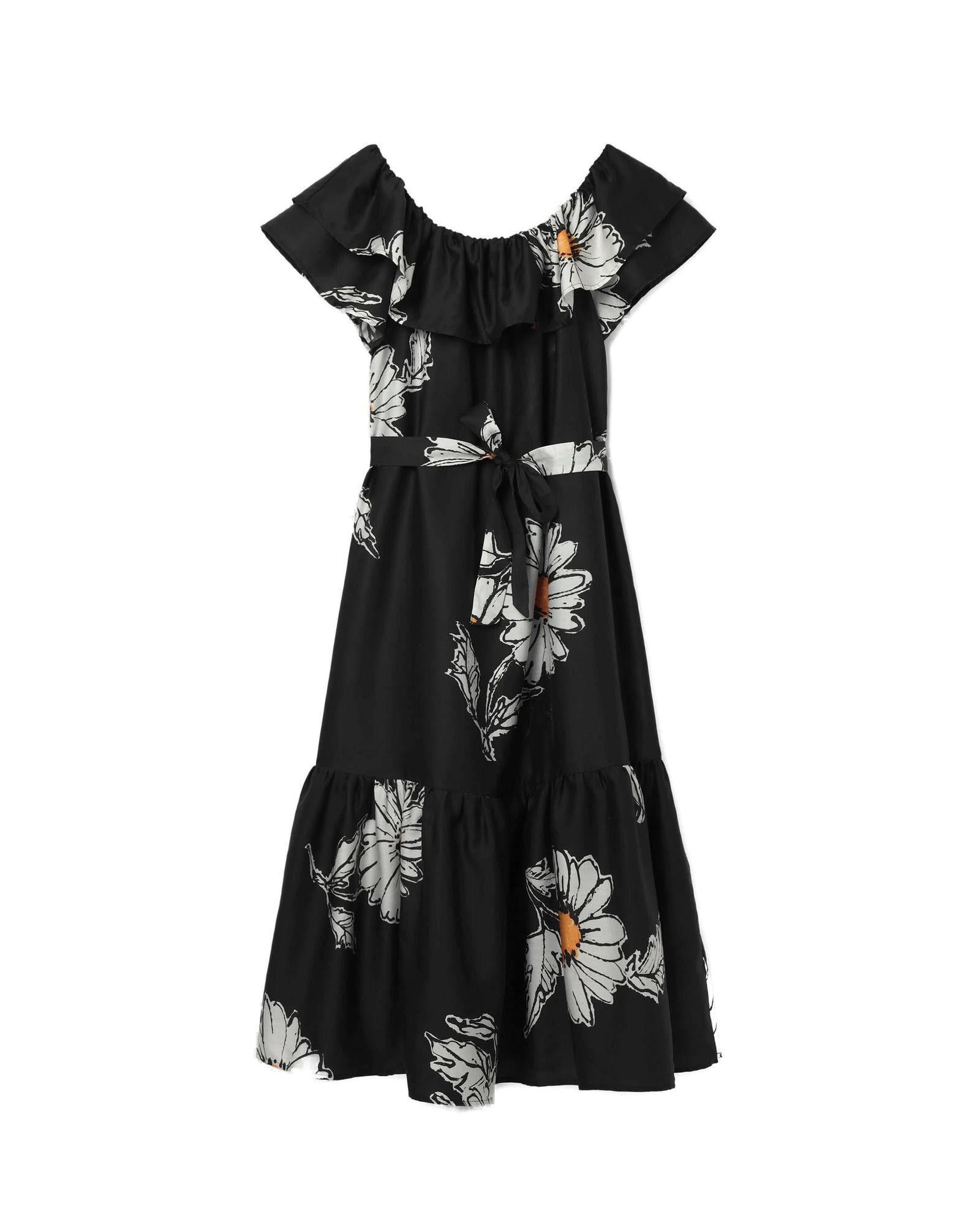 image of Desigual Floral Short-Sleeved Cotton Dress in Black, Women's (Size XS)