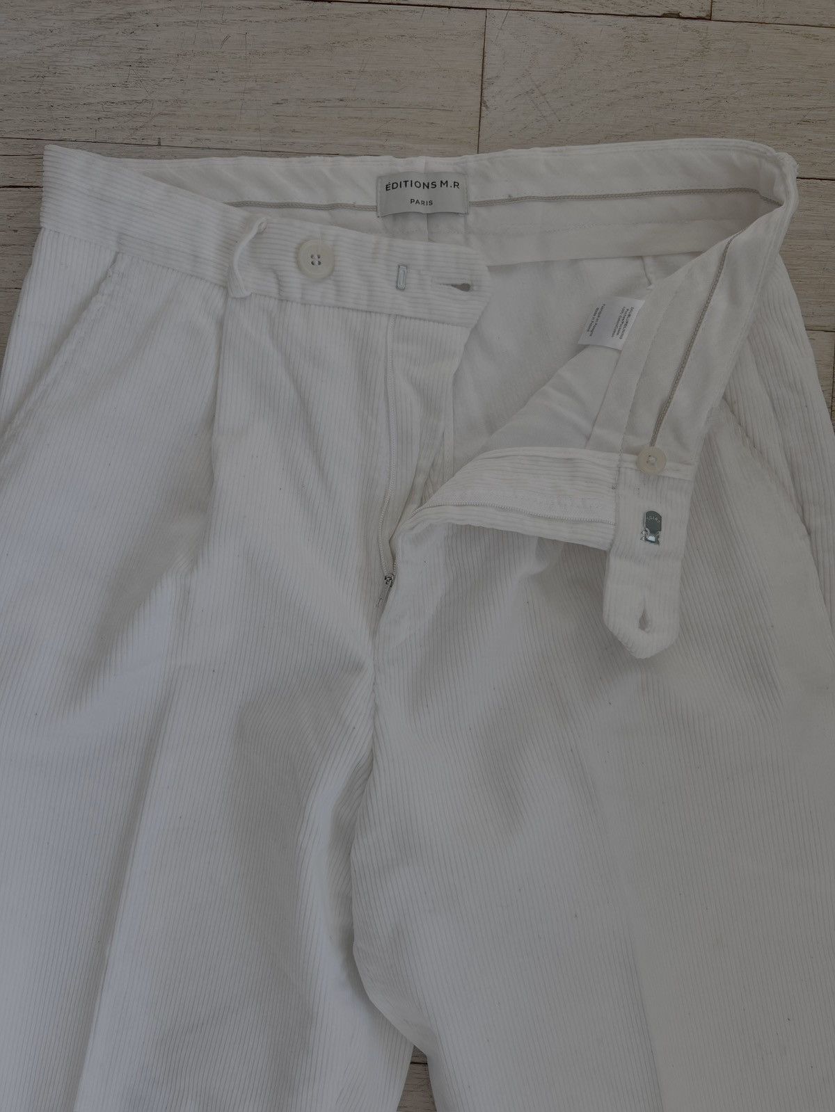 Editions M.R High Waist Pleated Corduroy Pants - White Size US 30 / EU 46 - 3 Thumbnail
