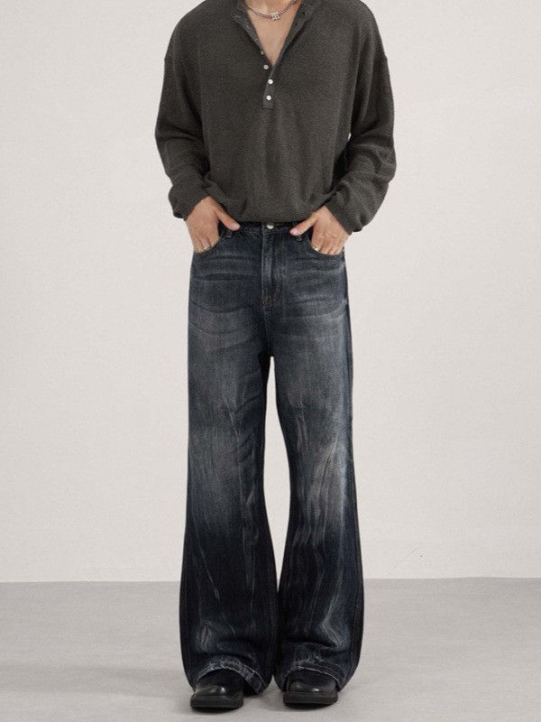 Japanese Brand American-Style Distressed Tie-Dye Slim-Fit Flared Jeans Size US 32 / EU 48 - 2 Thumbnail