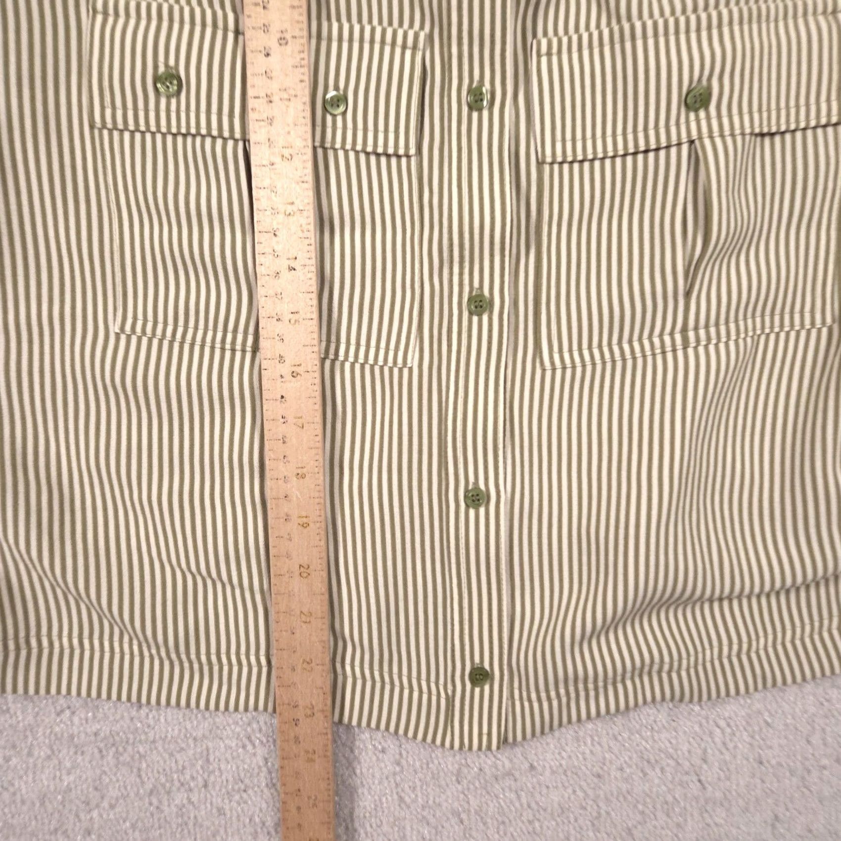 Worthington Worthington Shirt Womens XXL Green Stripe Button Front Collared Short Sleeve Top Size XXL / US 16-18 / IT 52-54 - 6 Thumbnail
