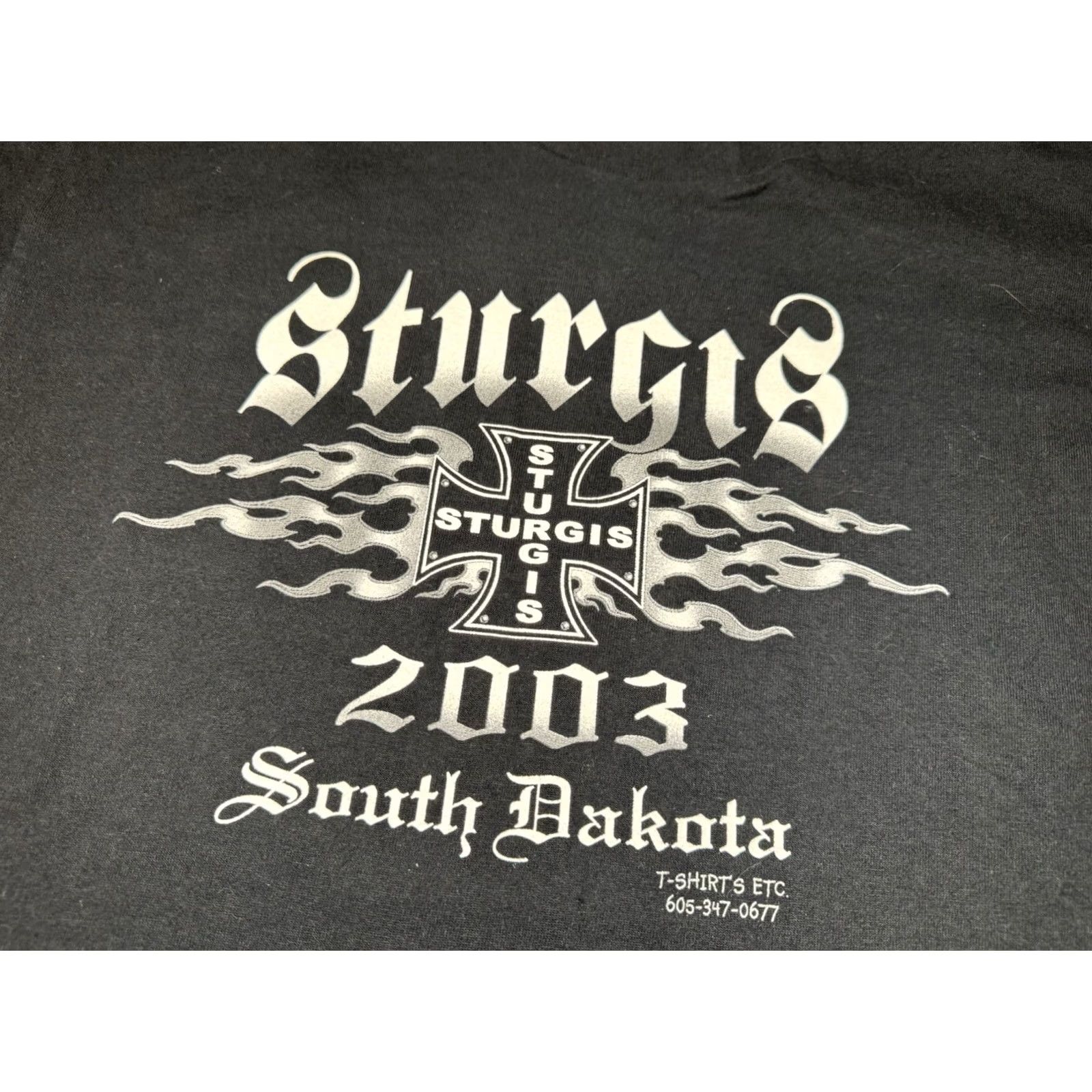 Vintage VINTAGE Sturgis Motorcycle T-Shirt L Black Iron Cross Flame Mens Size US L / EU 52-54 / 3 - 3 Thumbnail