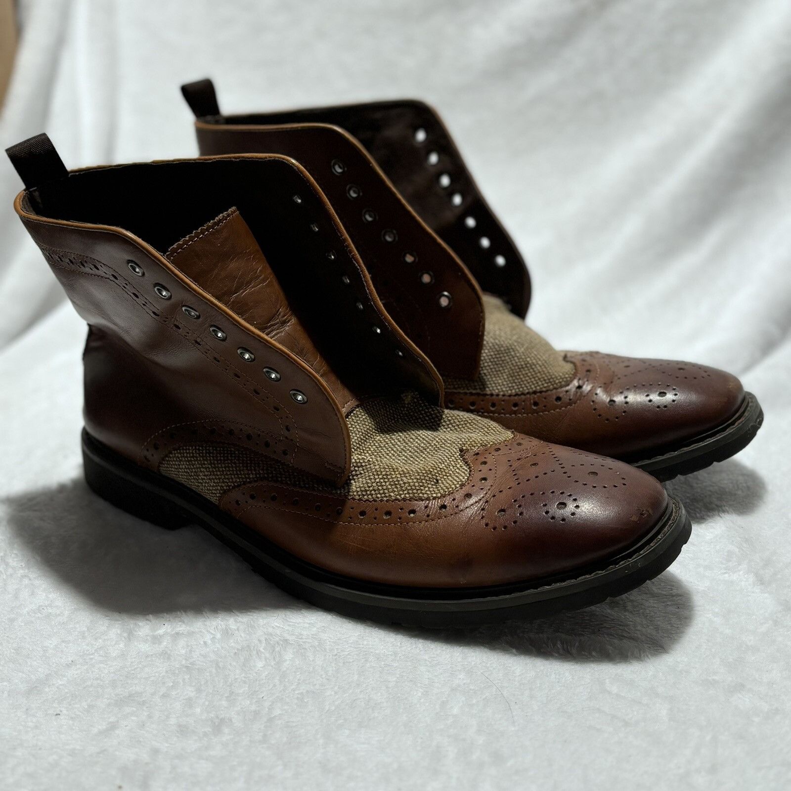Chelsea Soccer Chelsea Boots Paolo Vandini Londn Brown Leather/Canvas Lace Size US 13 / EU 46 - 5 Thumbnail