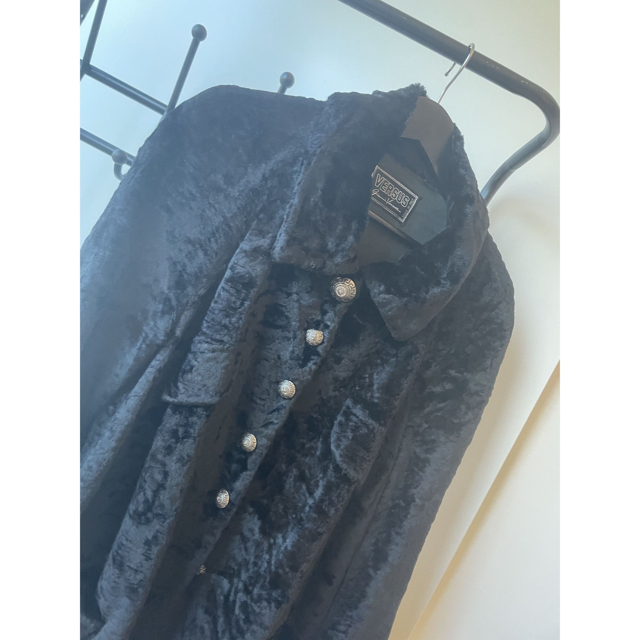 Versus Versus Black Faux Fur Coat With Silver Accents - Womens M Size S / US 4 / IT 40 - 11 Thumbnail