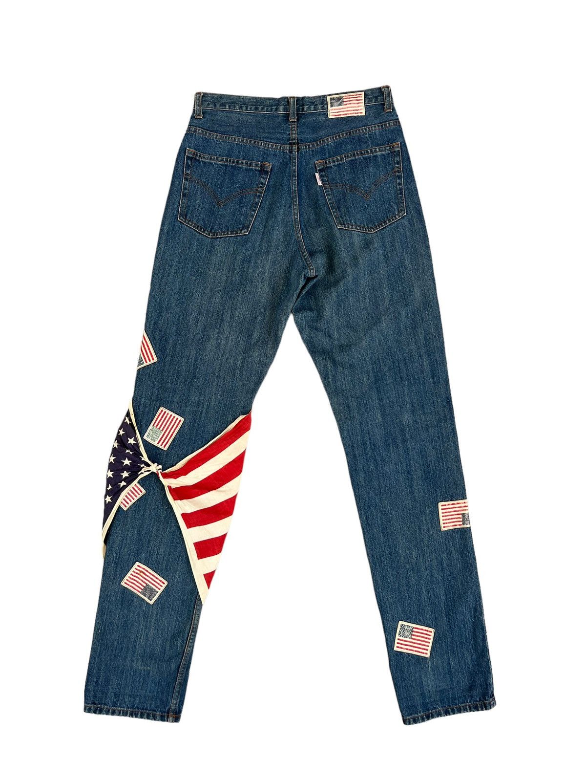 Vintage Kaneko Isao Japan USA Flag Patches Denim Jeans