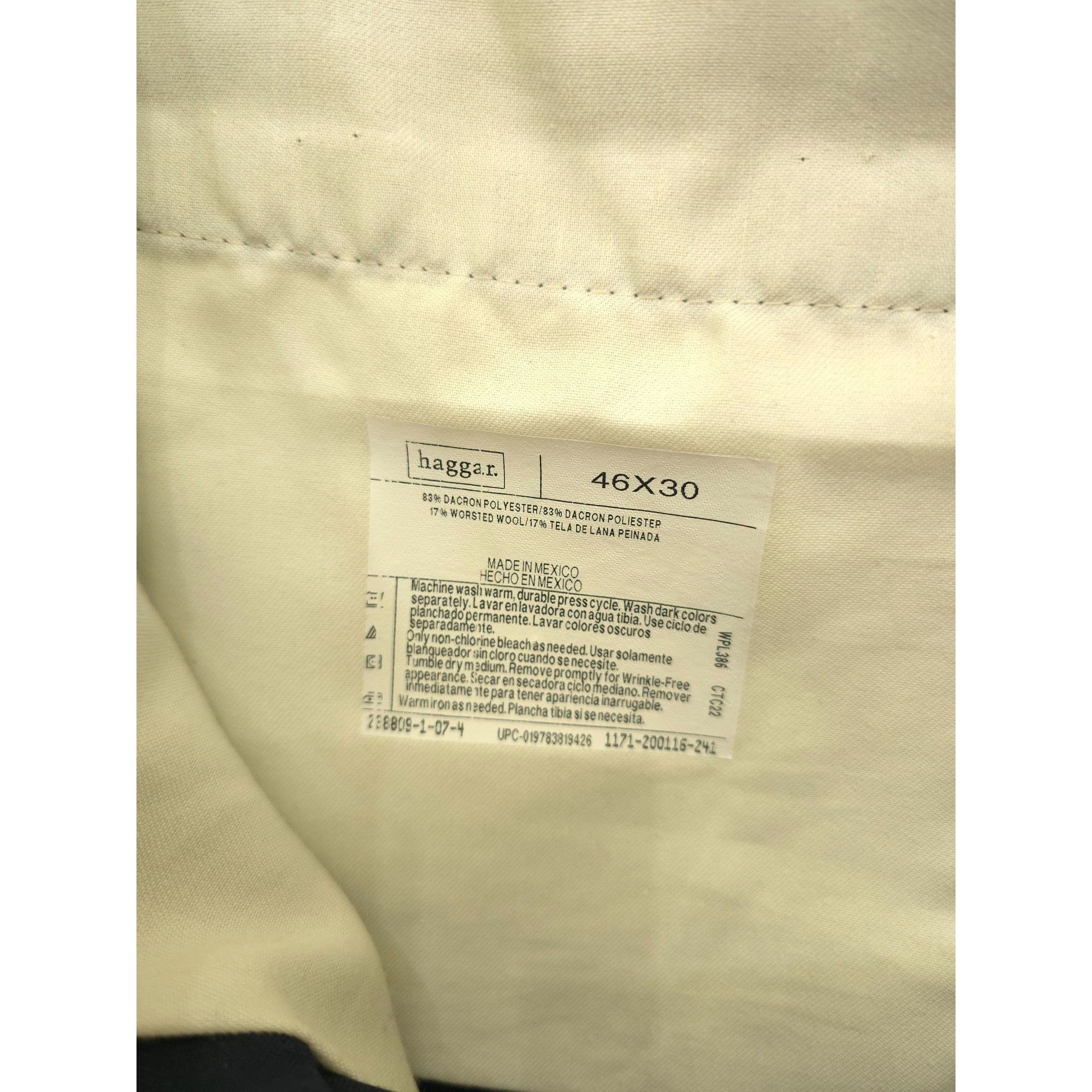 Haggar Haggar Mens Wool Dress pants 46X30 Classic Fit Black Size US 44 / EU 60 - 3 Thumbnail
