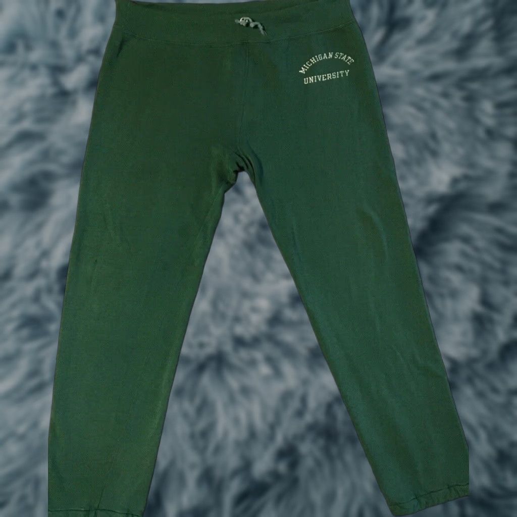 Champion VINTAGE Champion Michigan State Sweatpants Track XL Green 80s 90s Grunge Distressed Gusset Men Pants Athletics Spartans USA Size US 36 / EU 52 - 1 Thumbnail