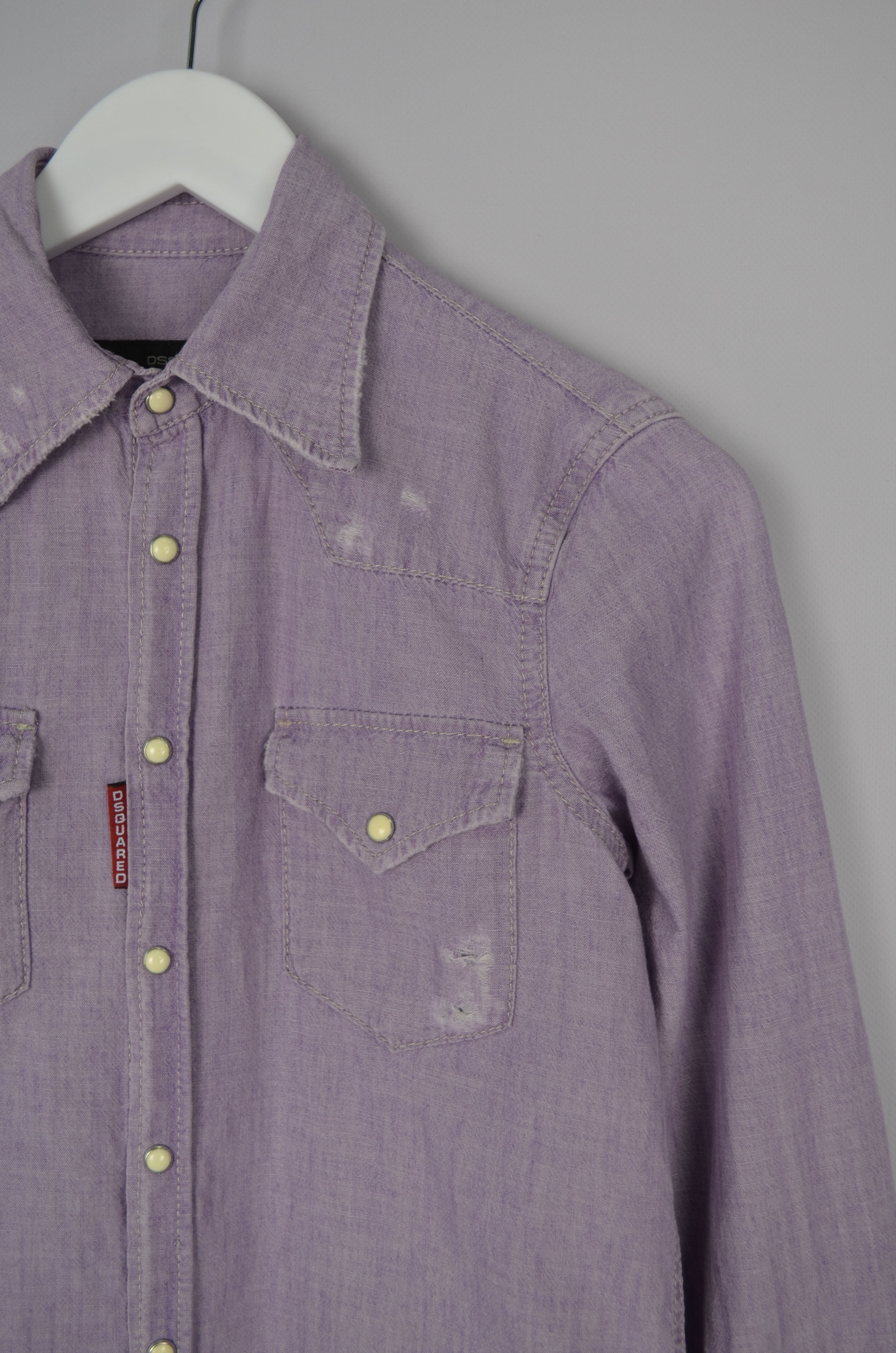 Designer × Dsquared2 Dsquared2 Denim Western Snap Distressed Shirt Violet Size 40 Size S / US 4 / IT 40 - 19 Thumbnail