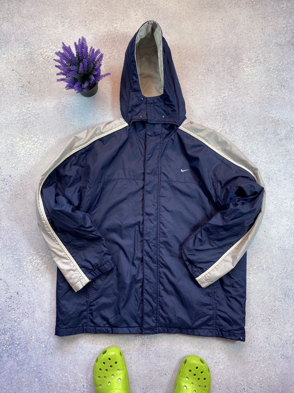 Vintage Vintage Nike 90s Blue Winter jacket with big centre logo Size US XL / EU 56 / 4 - 3 Thumbnail