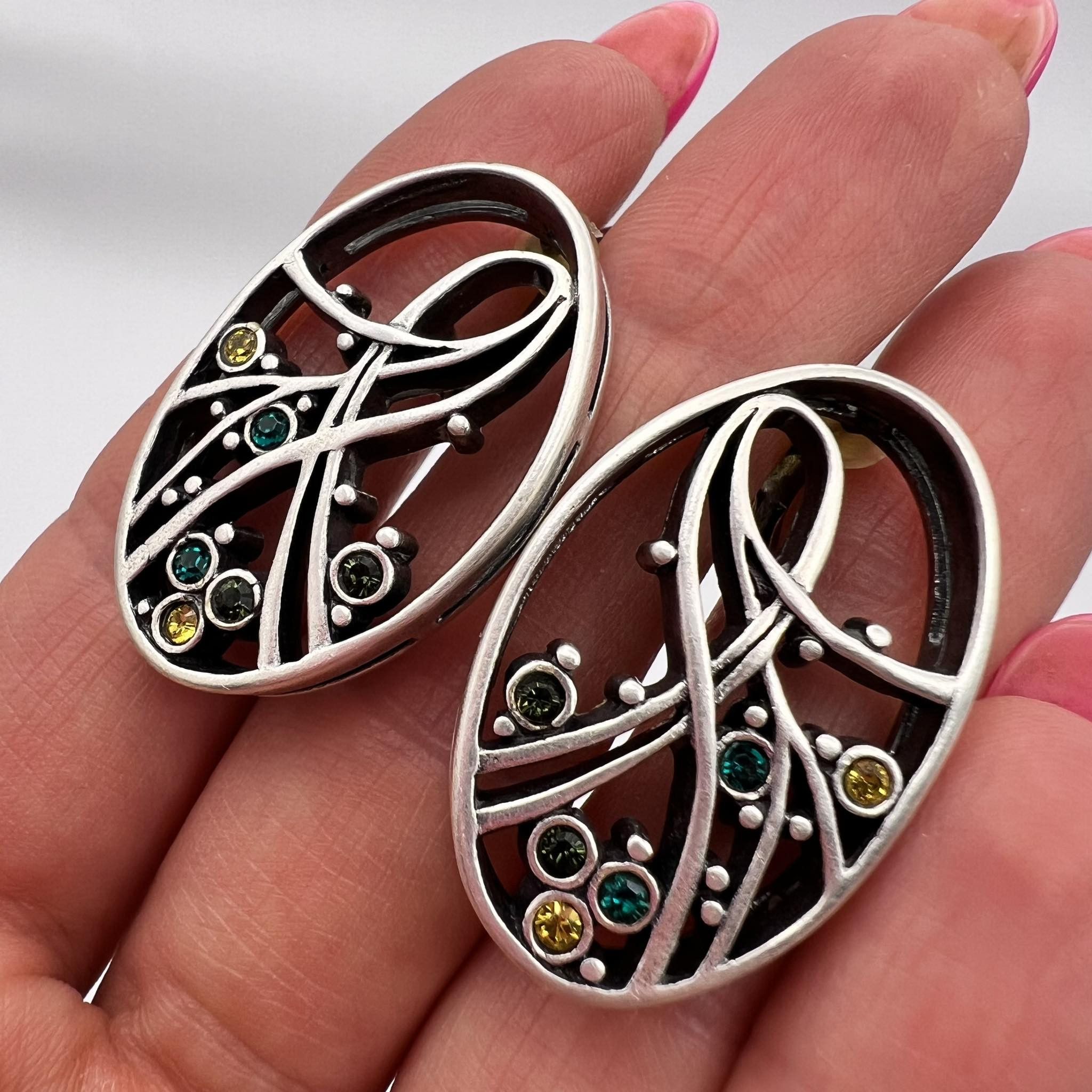 Jewelry × Sterling Silver × Vintage Vintage Sterling Silver 925 Stud Earrings Marked 16.7 gr Size ONE SIZE - 2 Thumbnail