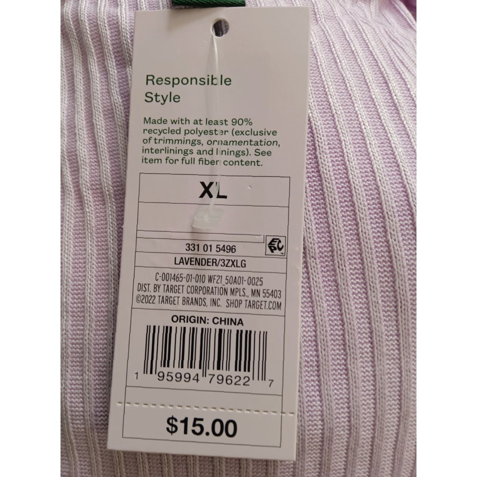 Vintage Wild Fable Women's T-Shirt Cropped Long Sleeve Lavender XL Ribbed V-Neck Top Size XL / US 12-14 / IT 48-50 - 6 Thumbnail