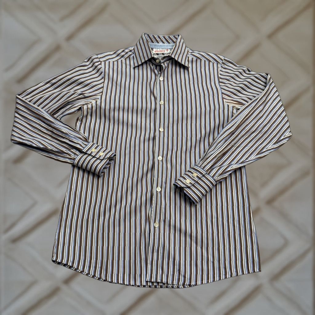 Ted Baker Ted Baker Endurance Button-Up Shirt Mens Regular Cotton Striped 14.5 Multicolor Brown Blue 90s Outdoor Preppy Shirt Size US S / EU 44-46 / 1 - 1 Thumbnail