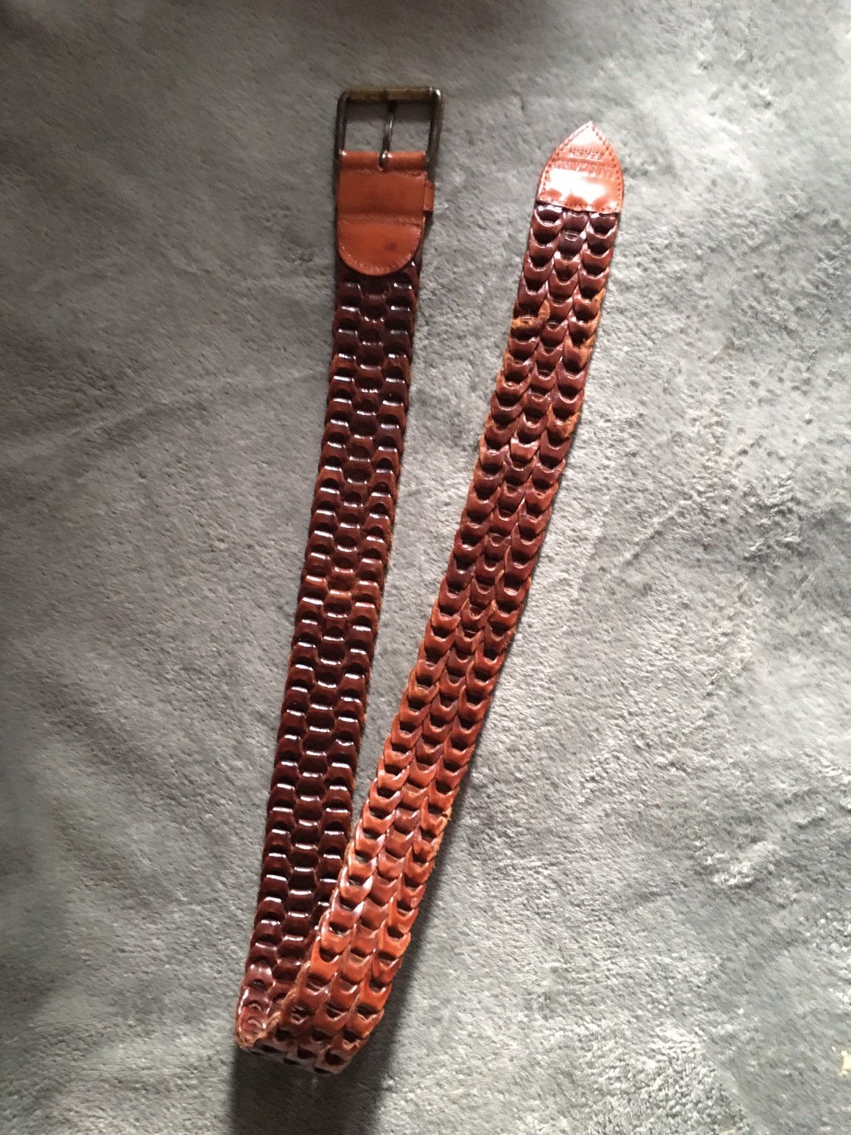 Moschino × Vintage MOSCHINO Jeans Vintage Brown Beaded Leather Italy Belt 80 Size 34 - 4 Thumbnail