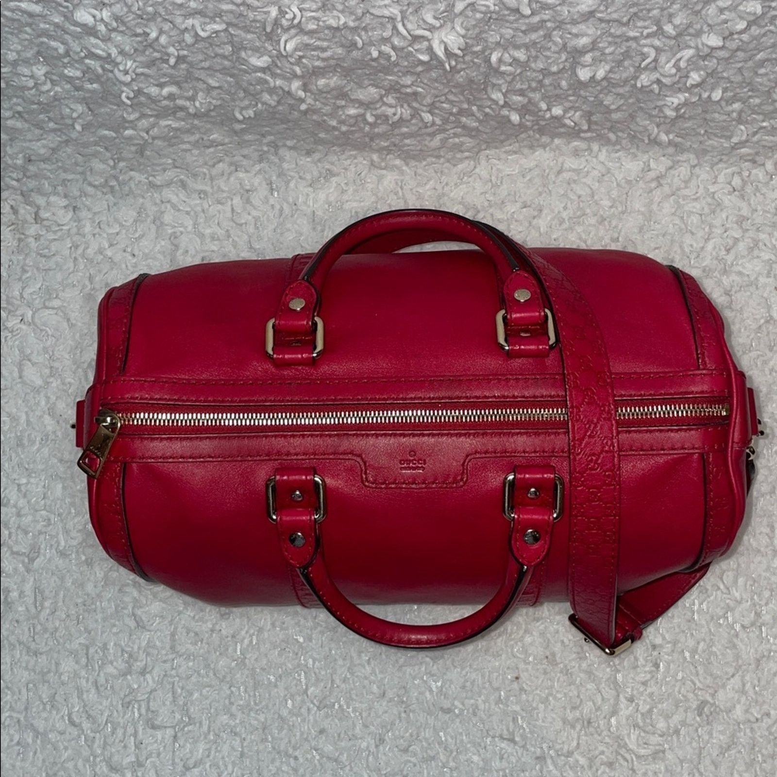 Gucci Gucci Micro Guccissima Red Leather Boston Bag 247205 Size ONE SIZE - 7 Thumbnail