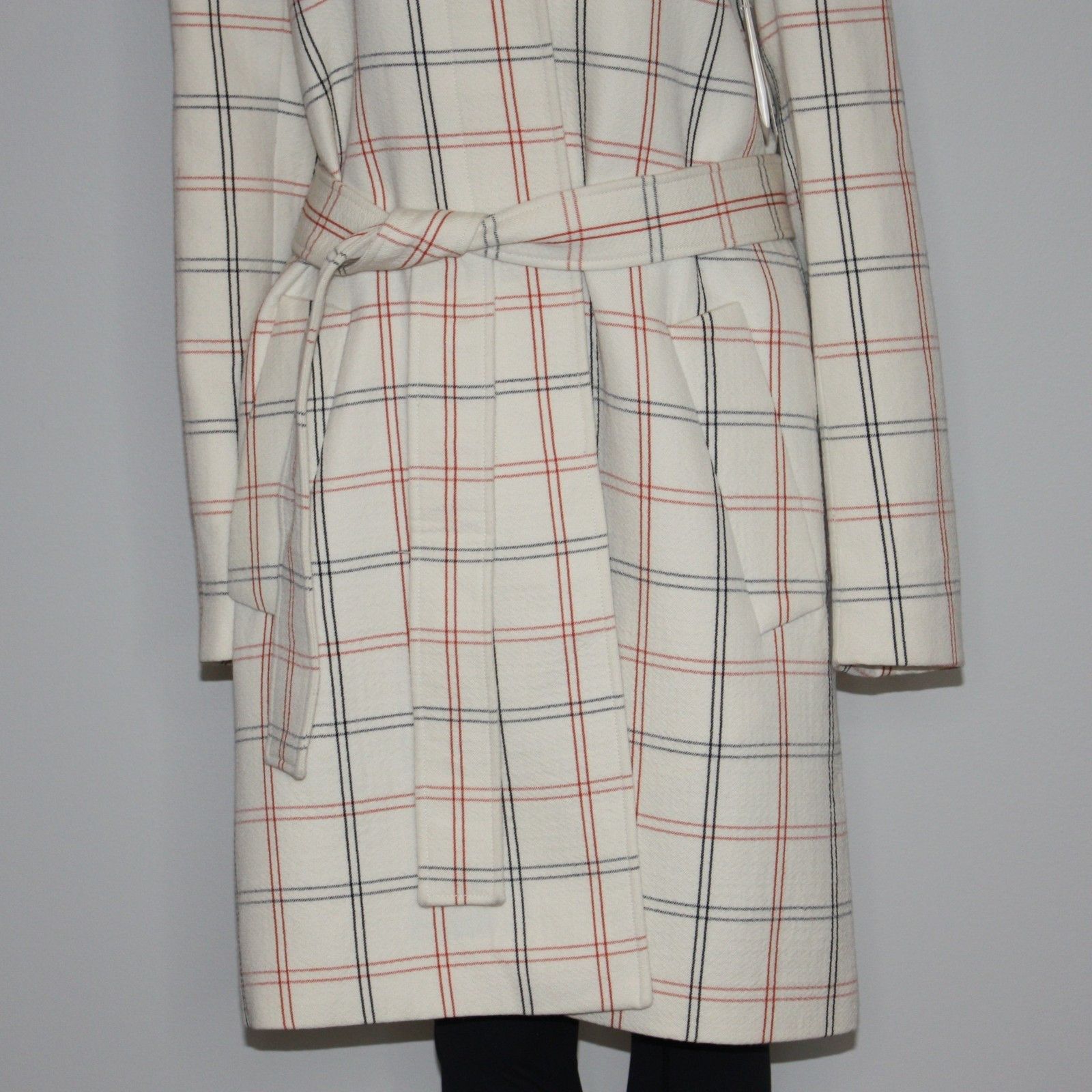 Theory Bozetta Ivory Checkered Plaid Wool Coat NWT MSRP $895 Size L / US 10 / IT 46 - 6 Thumbnail
