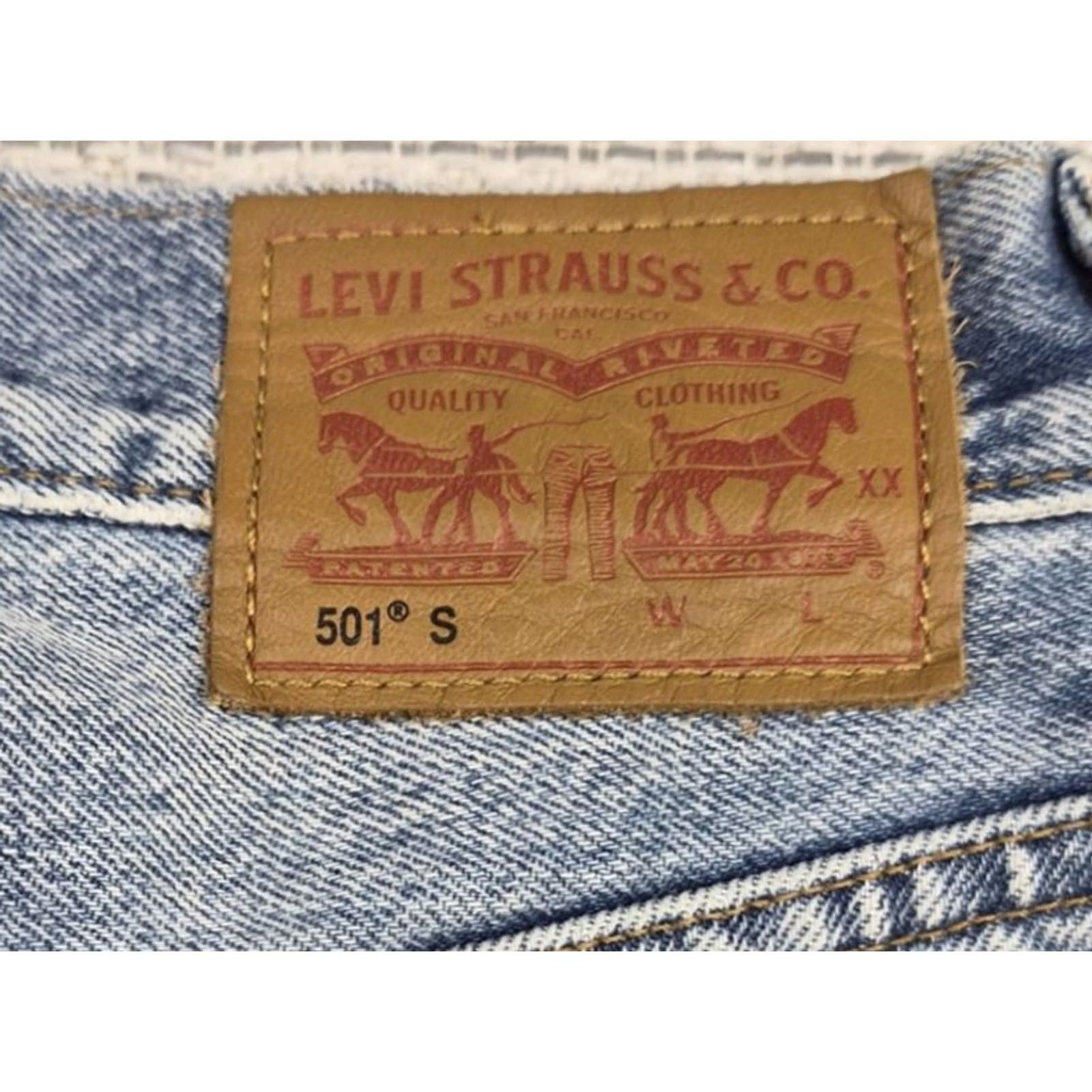 Levi's Levi's 501 S Jeans Mens 25x28 White Oak Cone Distressed Denim Button Fly Skinny 5-Pocket Blue Vintage USA Mens Size US 26 / EU 42 - 4 Thumbnail