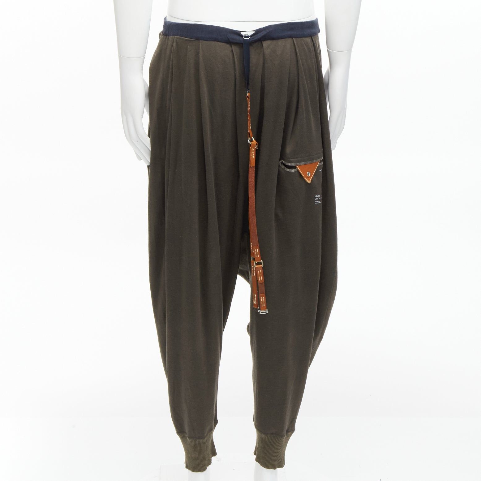 Undercover UNDERCOVER charcoal brown cotton leather suspenders drop crotch pants JP1 S Size US 28 / EU 44 - 1 Thumbnail