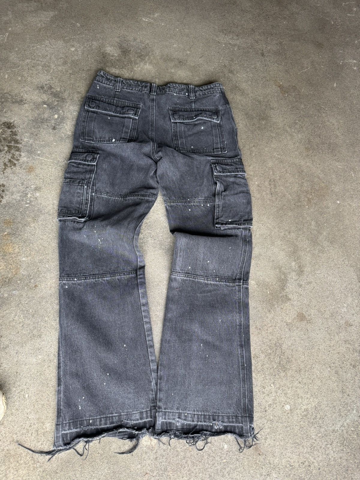 Jaded London Jaded London Black Distressed Cargo Flare Jeans Size US 33 - 5 Thumbnail