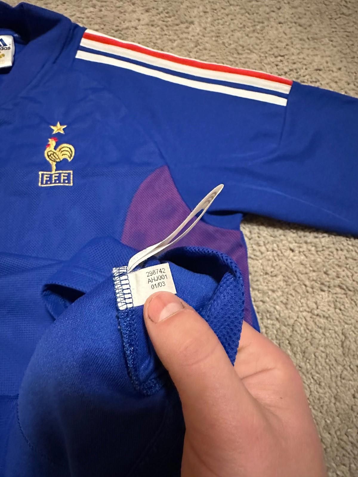 Adidas FRANCE NATIONAL TEAM 2002/2003 HOME FOOTBALL SHIRT ADIDAS Size US L / EU 52-54 / 3 - 6 Thumbnail