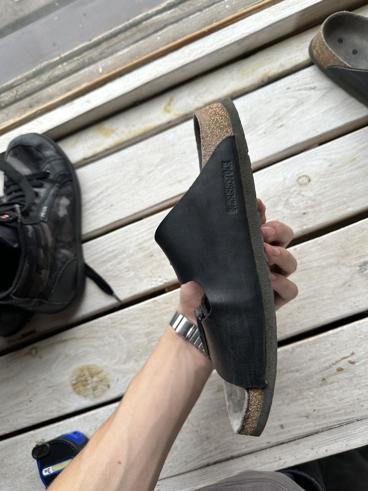 Birkenstock 🚨Vintage Birkenstock 38 black Luxe Sandals rare slides Size US 5.5 / EU 38 - 4 Thumbnail