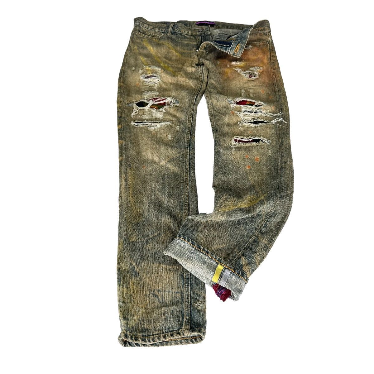 Japanese Brand ☀️SWAGGER PAINT SPLASH SELVEDGE DENIM PANTS Size US 34 / EU 50 - 8 Thumbnail