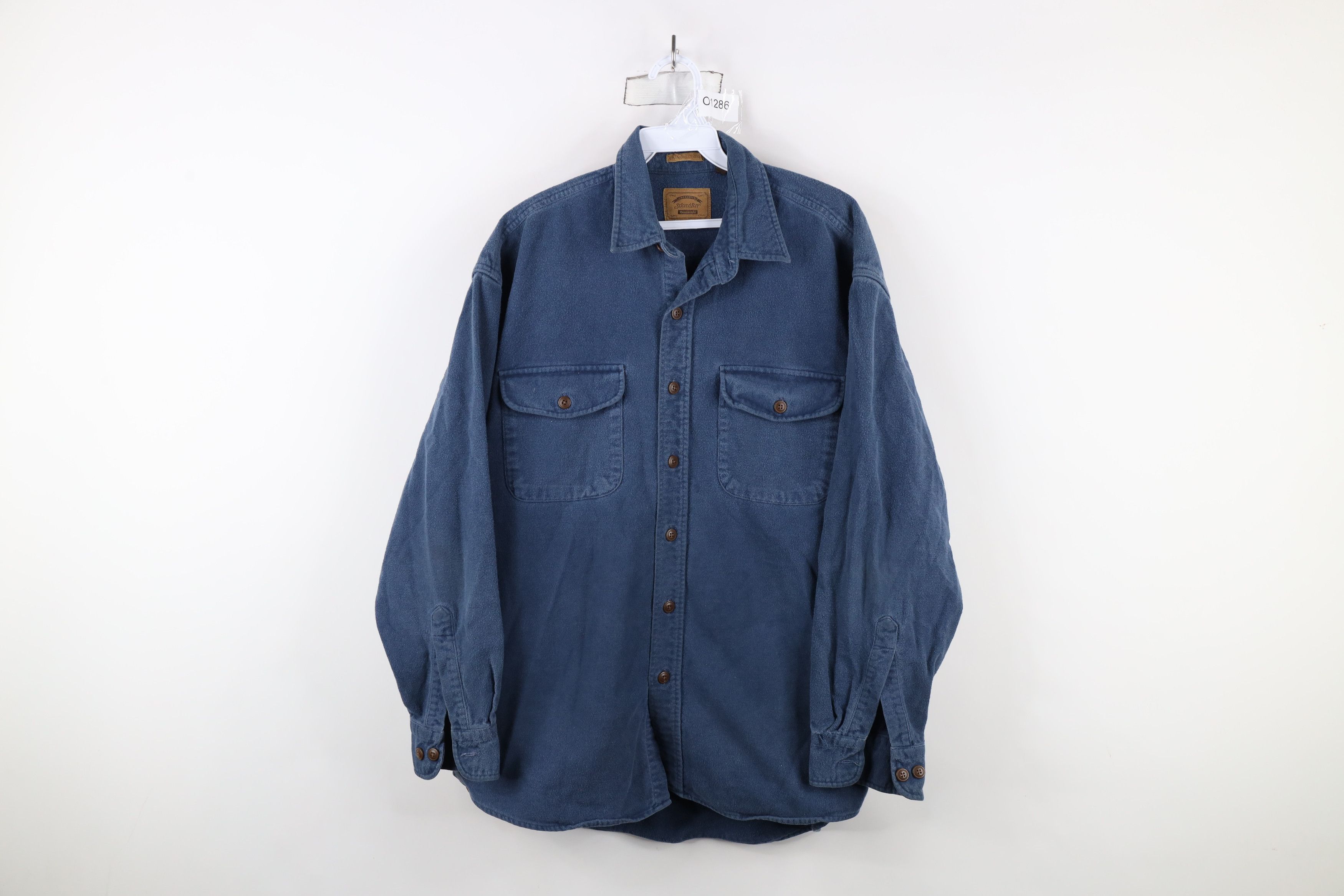 Vintage Vintage 90s Streetwear Chamois Cloth Button Shirt Blue Size US L / EU 52-54 / 3 - 1 Thumbnail