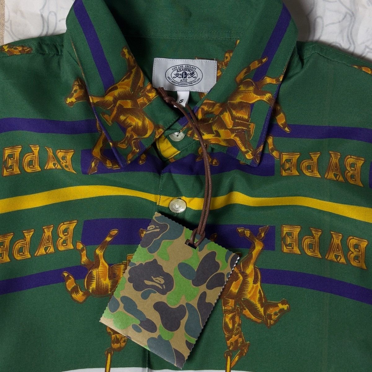 Bape Bape Double Ape Head Relaxed Shirt Green 2021 Size US S / EU 44-46 / 1 - 8 Thumbnail