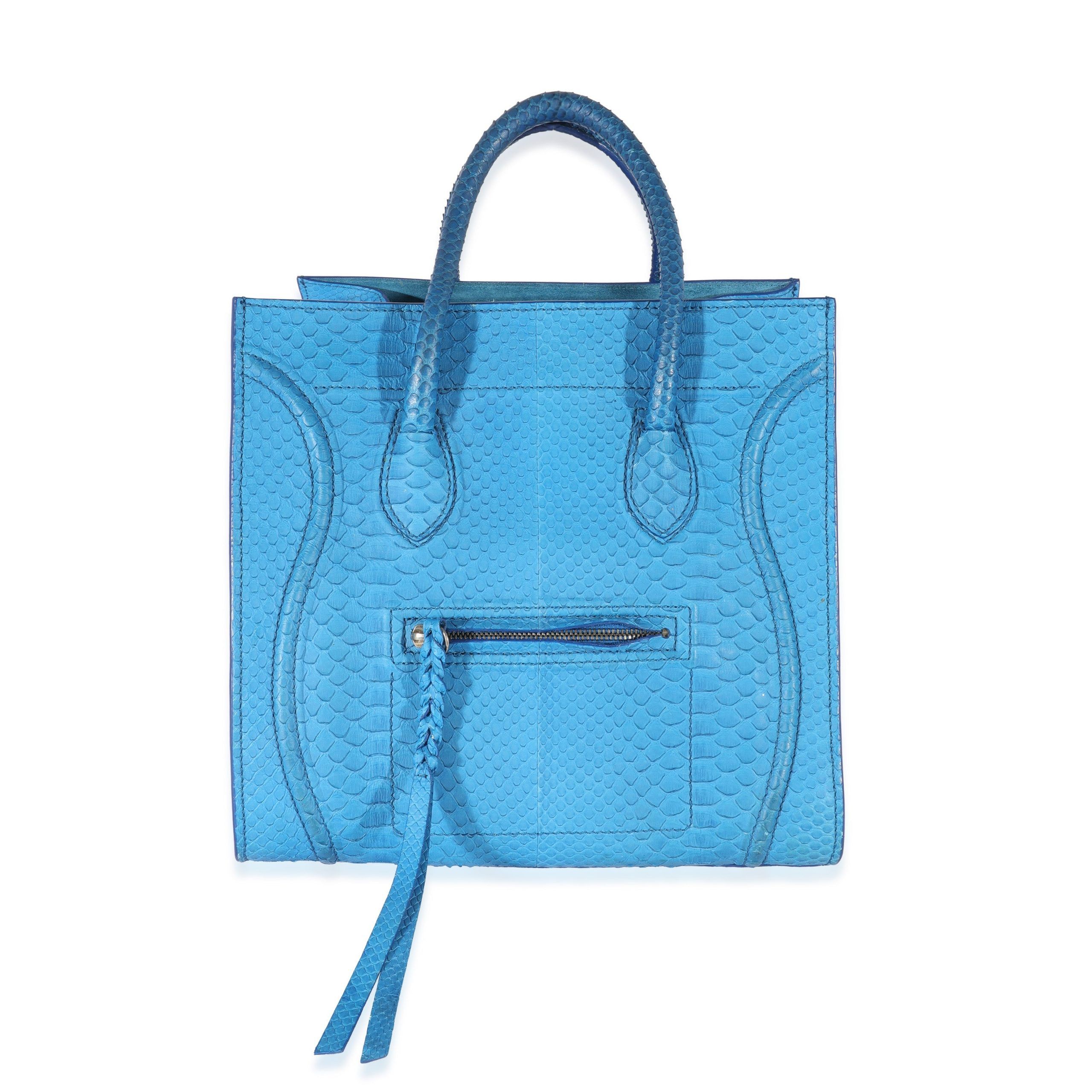 image of Celine Blue Python Phantom Luggage Tote, Women's