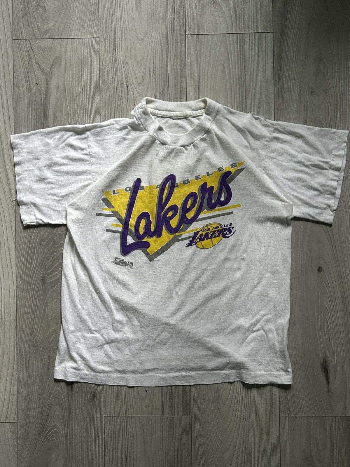 NBA × Vintage 1991 Los Angeles Lakers Single Stitch T-Shirt Size US M / EU 48-50 / 2 - 1 Thumbnail