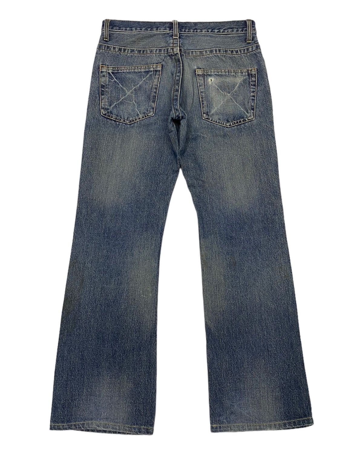 20471120 × Hysteric Glamour FLARED🔥ROOT THREE DISTRESSED DENIM JEANS Size US 31 - 2 Thumbnail