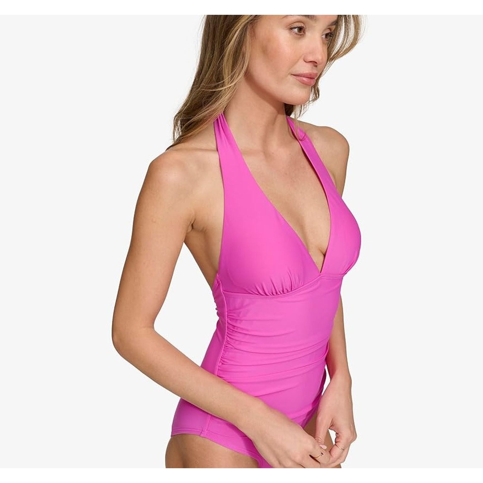 DKNY DKNY Women Pink Tie-Back Halter One-Piece Swimsuit Size L Size L / US 10 / IT 46 - 5 Thumbnail