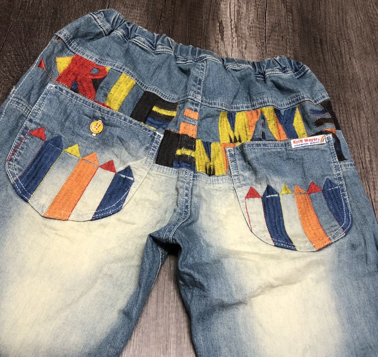 Designer Vintage Kriff Mayer Sport Wear Jeans Patchwork Design Size 34" / US 12 / IT 48 - 4 Thumbnail