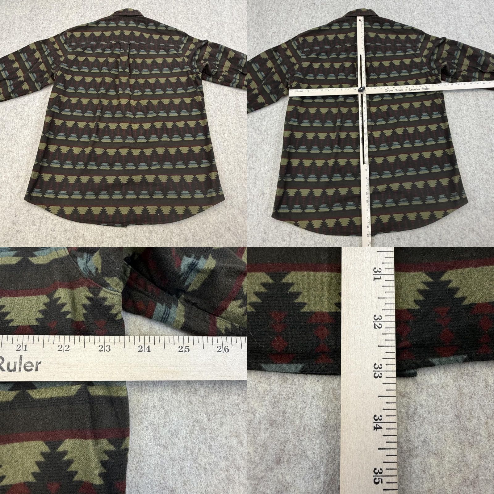 Vintage Woolrich Shirt Mens Large Green Flannel Button-Front Long Sleeve Geometric Southwest Aztec Outdoor Pockets Collared Button-Up - Mens Size US L / EU 52-54 / 3 - 8 Thumbnail