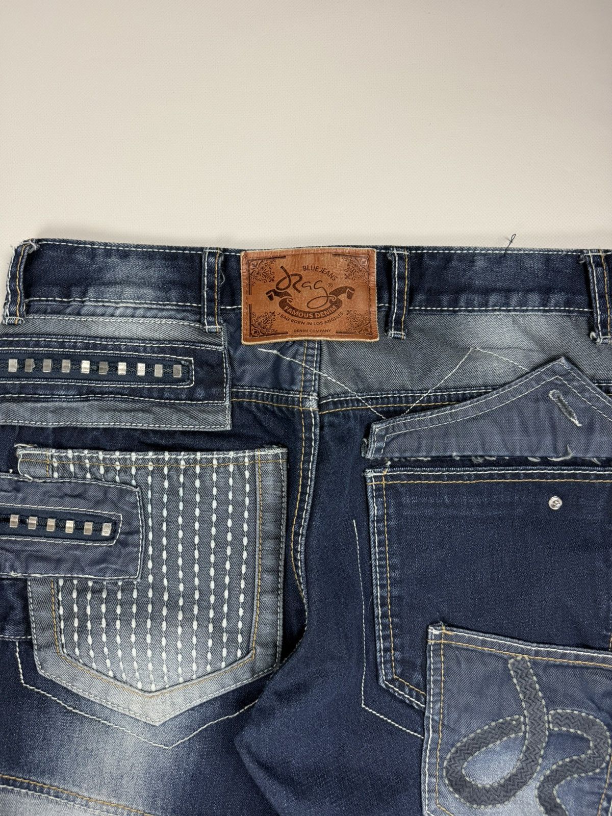 Japanese Brand J-Rag Men’s Japanese Style Multipocket Patchwork Jeans Size US 33 - 25 Thumbnail