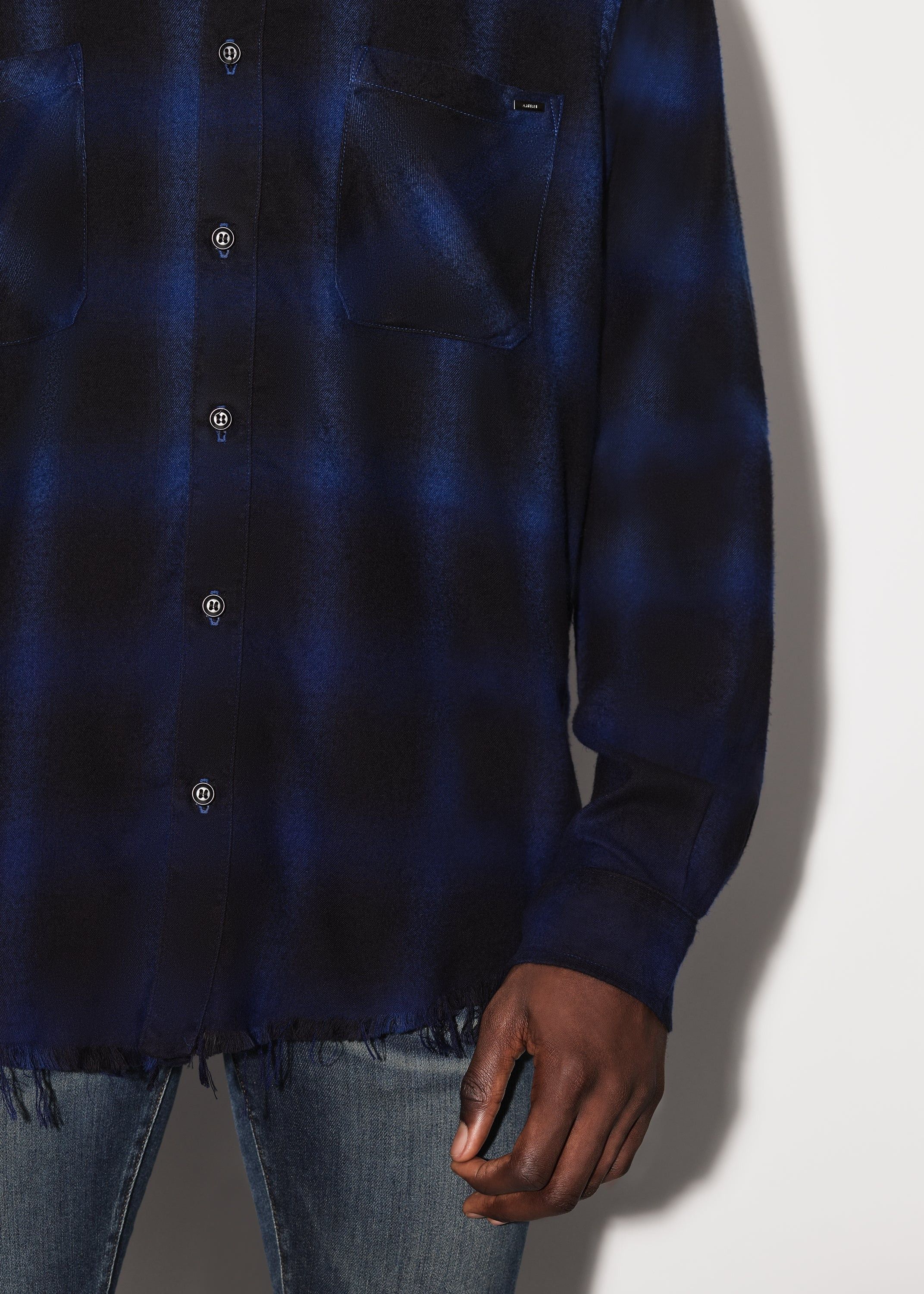 Amiri o1w1db11224 Core Shadow Plaid Shirt in Blue/Black Size US S / EU 44-46 / 1 - 6 Thumbnail