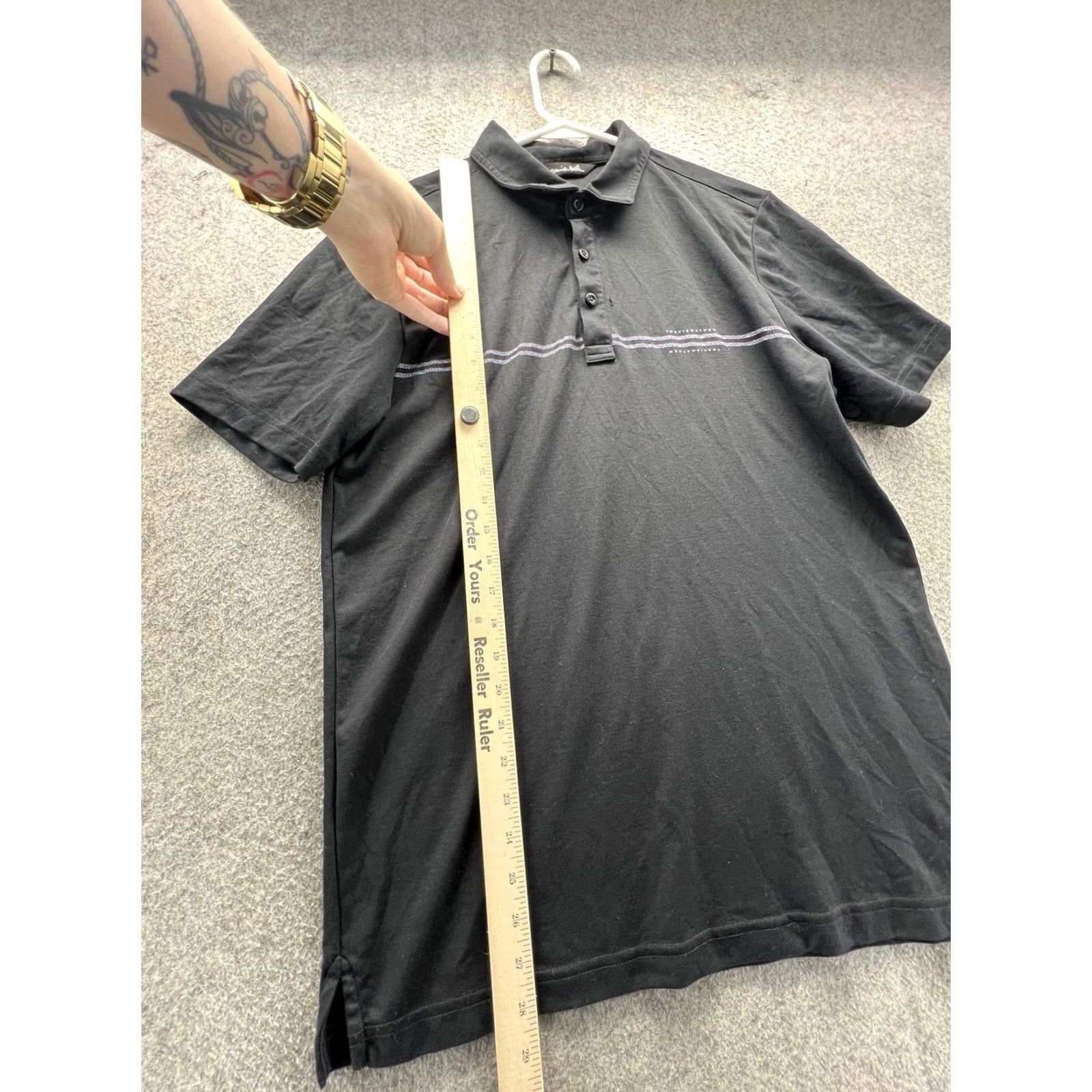 TravisMathew TravisMathew Polo Shirt Mens M Black Stripe Golf Casual Short Sleeve Shirt Mens Black Stripe Polo Shirt Size US M / EU 48-50 / 2 - 7 Thumbnail