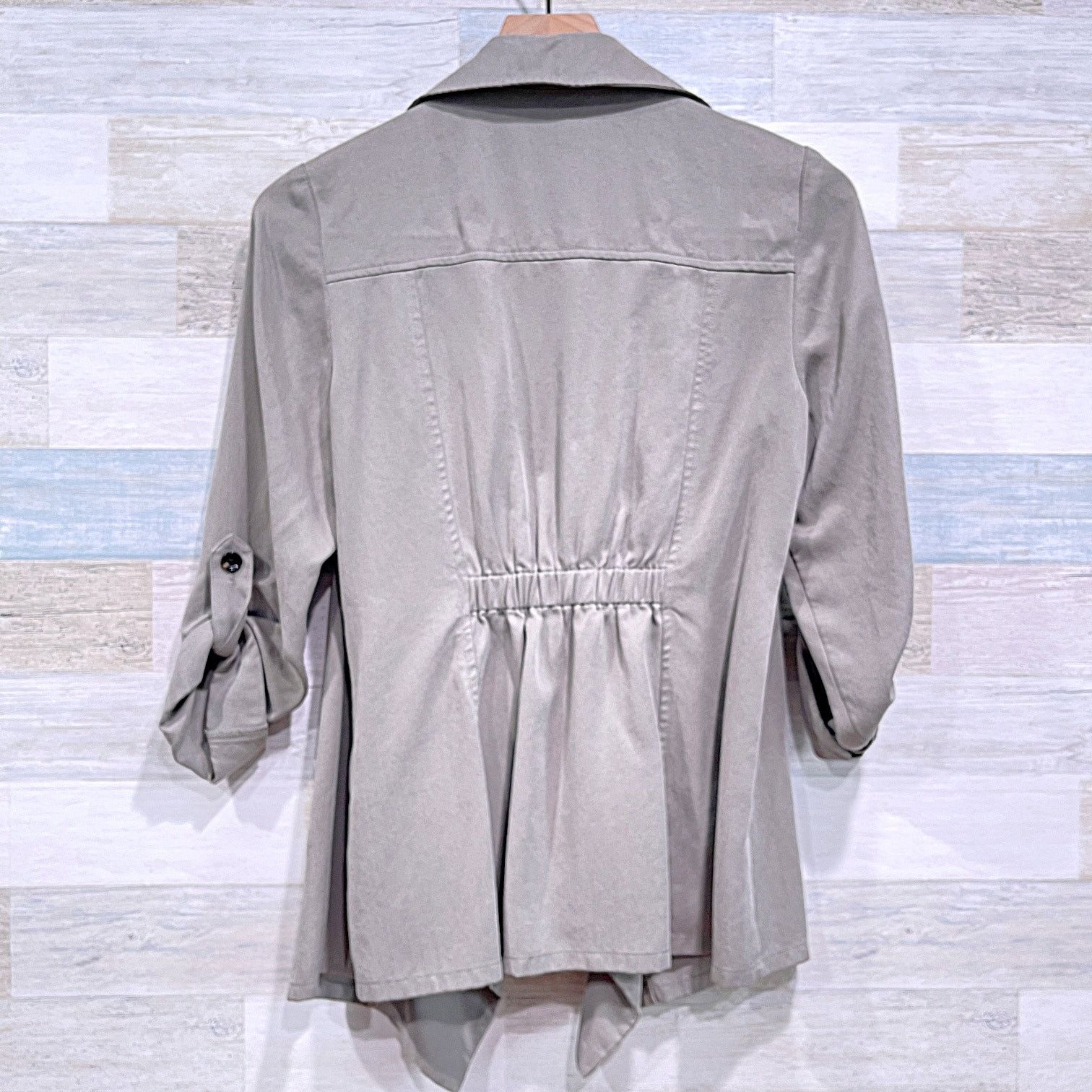 Chicos Chicos Soft Ruffle Jacket Olive Green Lyocell Womens 0P Size S / US 4 / IT 40 - 3 Thumbnail
