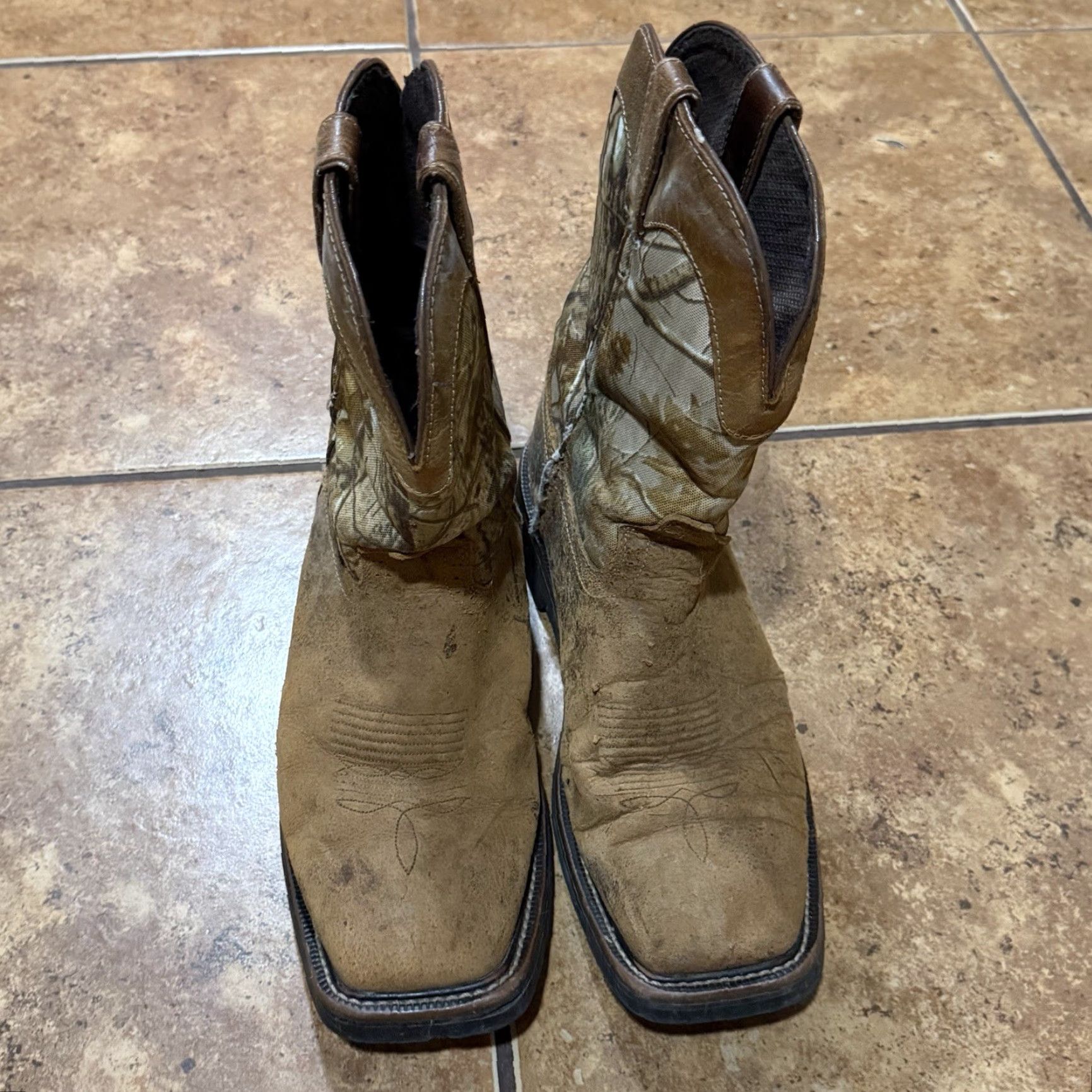 Justin Boots Justin WK4676 Camo Boots Brown Leather Sq Toe Waterproof Work Western Mens 13 D Size US 13 / EU 46 - 5 Thumbnail