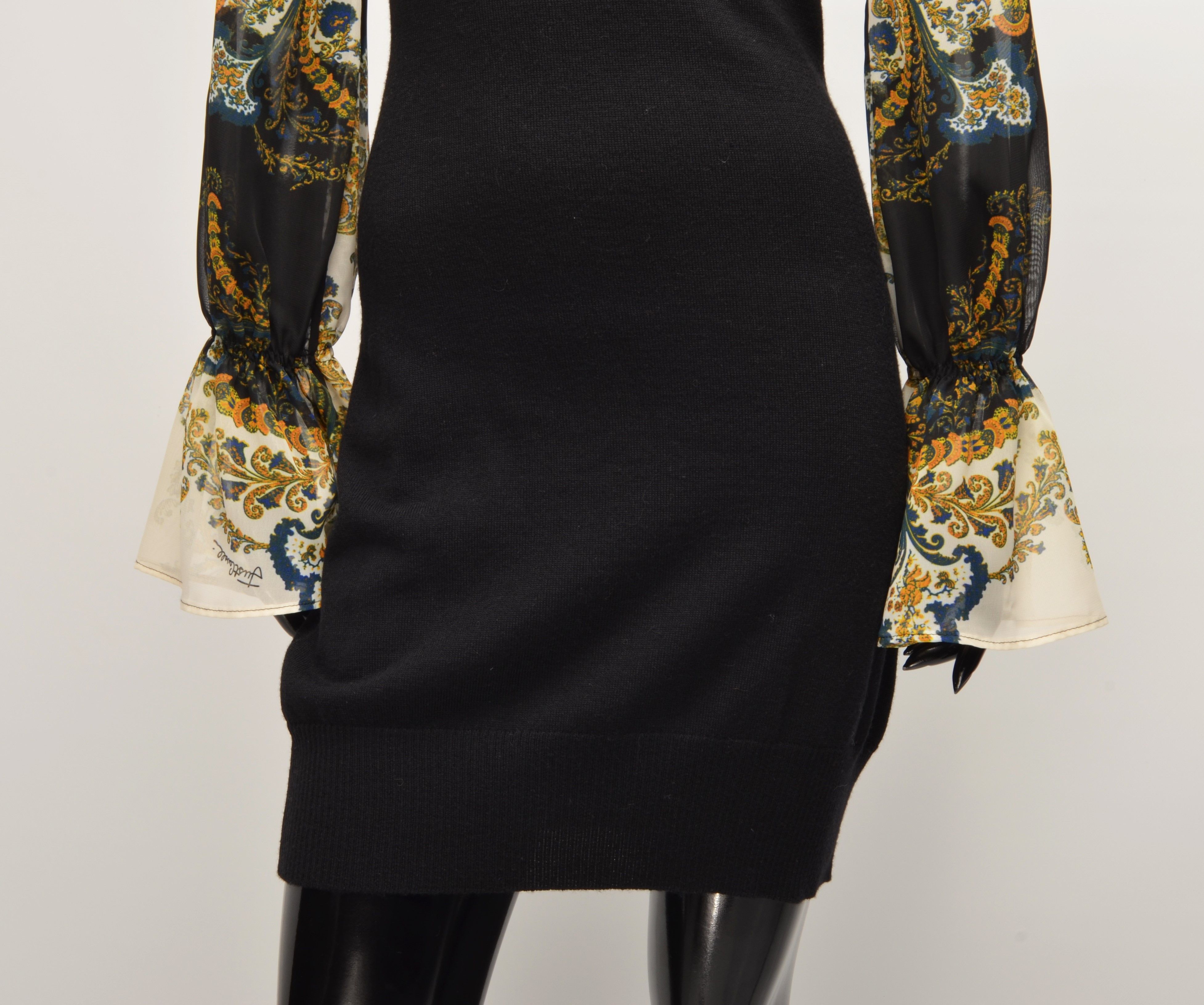 Just Cavalli Just Cavalli Stunning Wool Dress with Mesh Sleeves Size XS / US 0-2 / IT 36-38 - 3 Thumbnail
