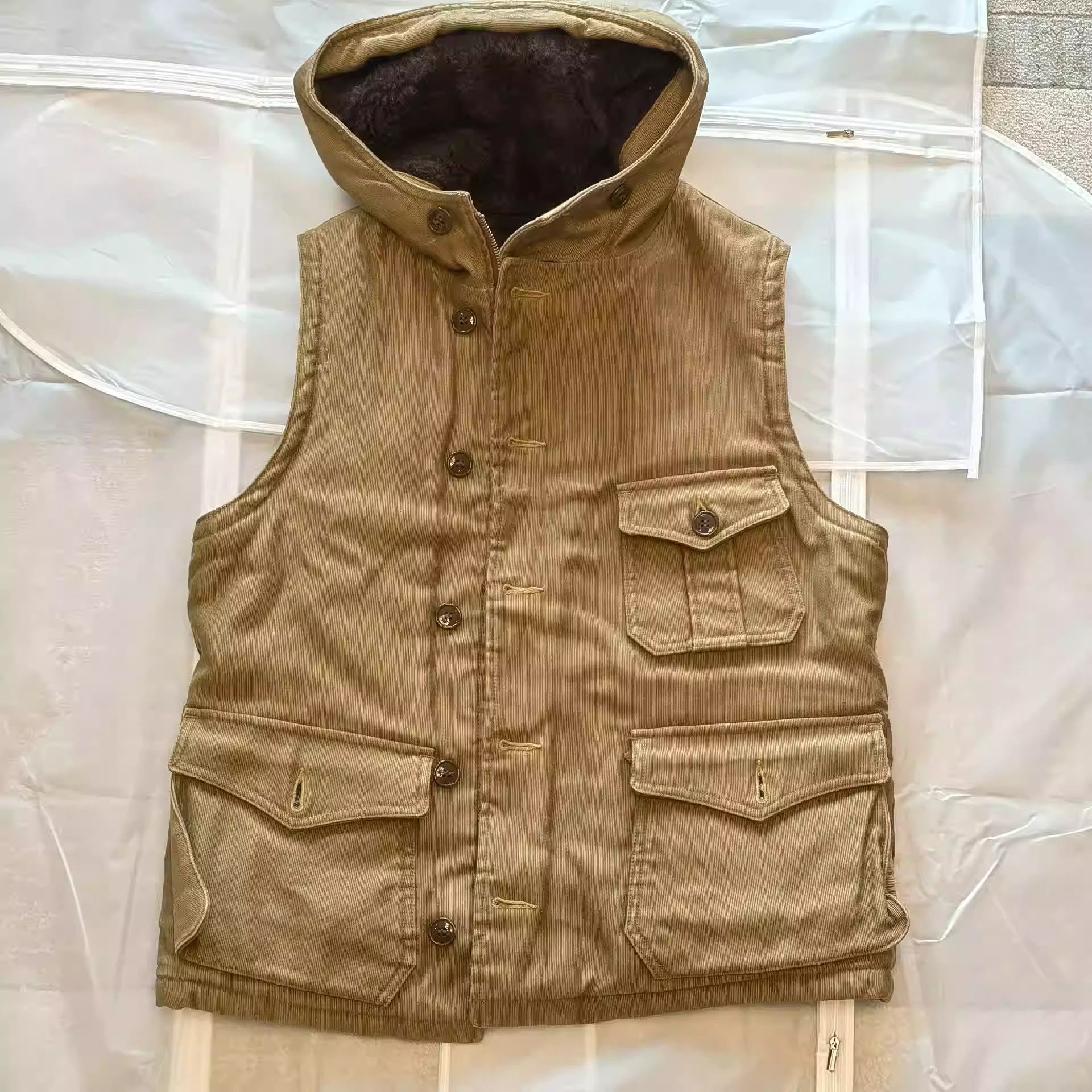 image of Freewheelers Avatar Alpaca Windproof Motorcycle Vest in Brown, Men's (Size Large)