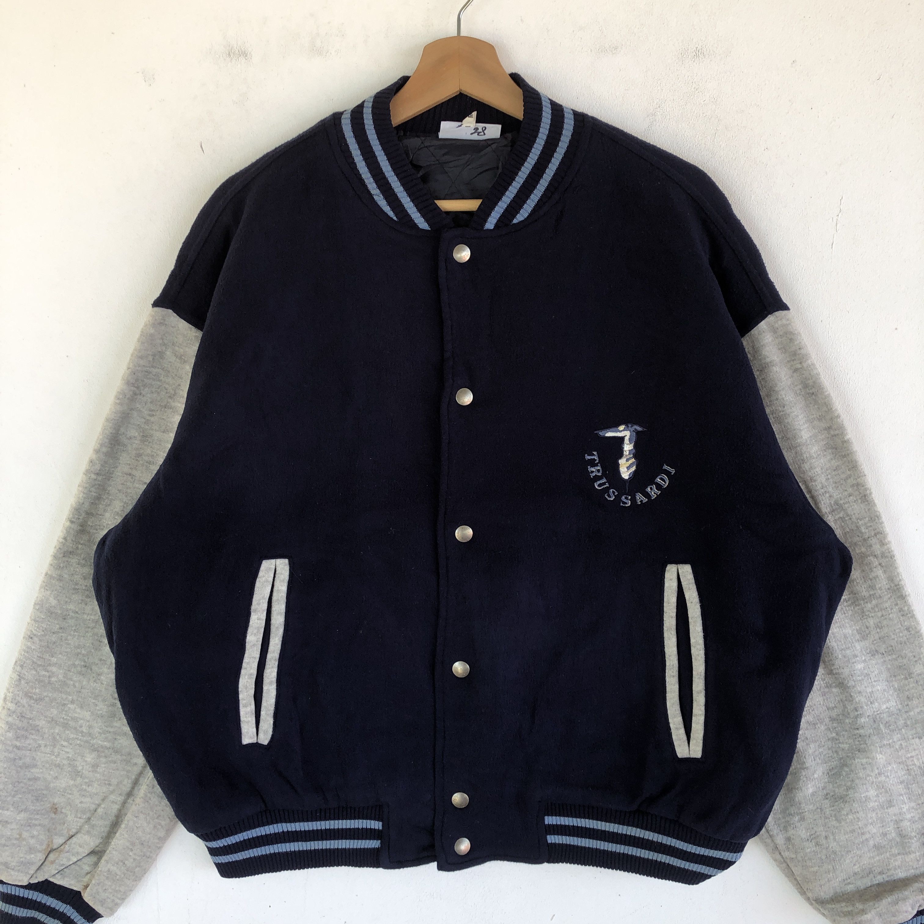 Trussardi × Vintage Vintage Trussardi Varsity Jacket Letterman Wool Jackets Size US XL / EU 56 / 4 - 4 Thumbnail