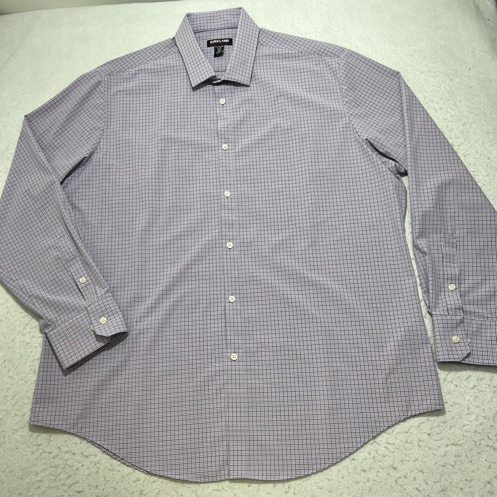 Kirkland Signature Kirkland Signature Button Up Shirt Purple Grid Striped Size US XXL / EU 58 / 5 - 1 Thumbnail