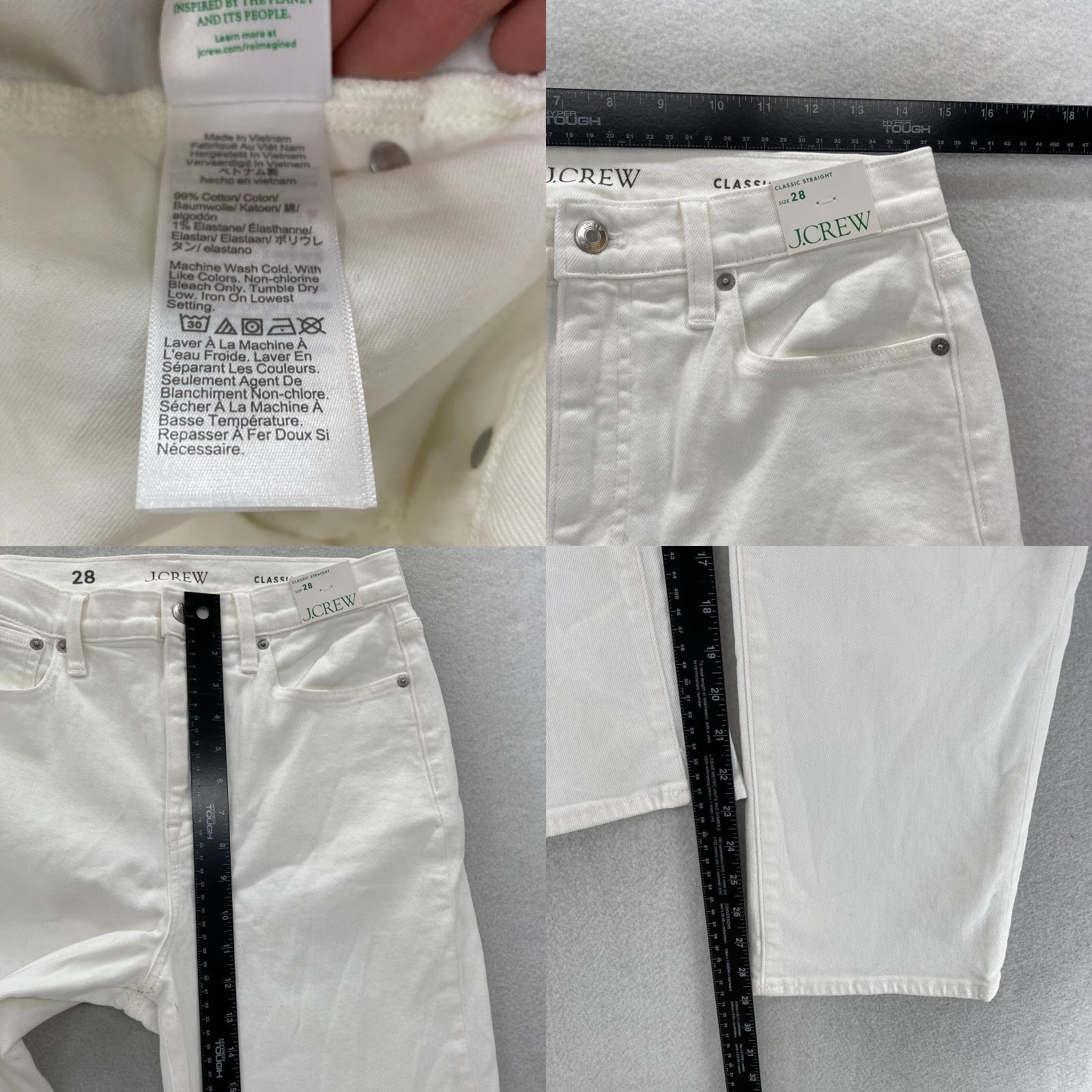 J.Crew J.CREW Classic Straight Jeans Women's 28 White Stretch Denim High Rise Casual Size 28" / US 6 / IT 42 - 8 Thumbnail