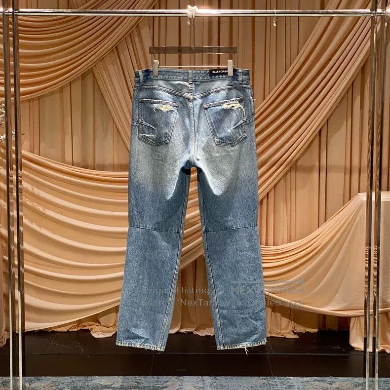 Balenciaga Balenciaga Washed Blue Destroyed Denim Pants Size US 32 / EU 48 - 2 Thumbnail