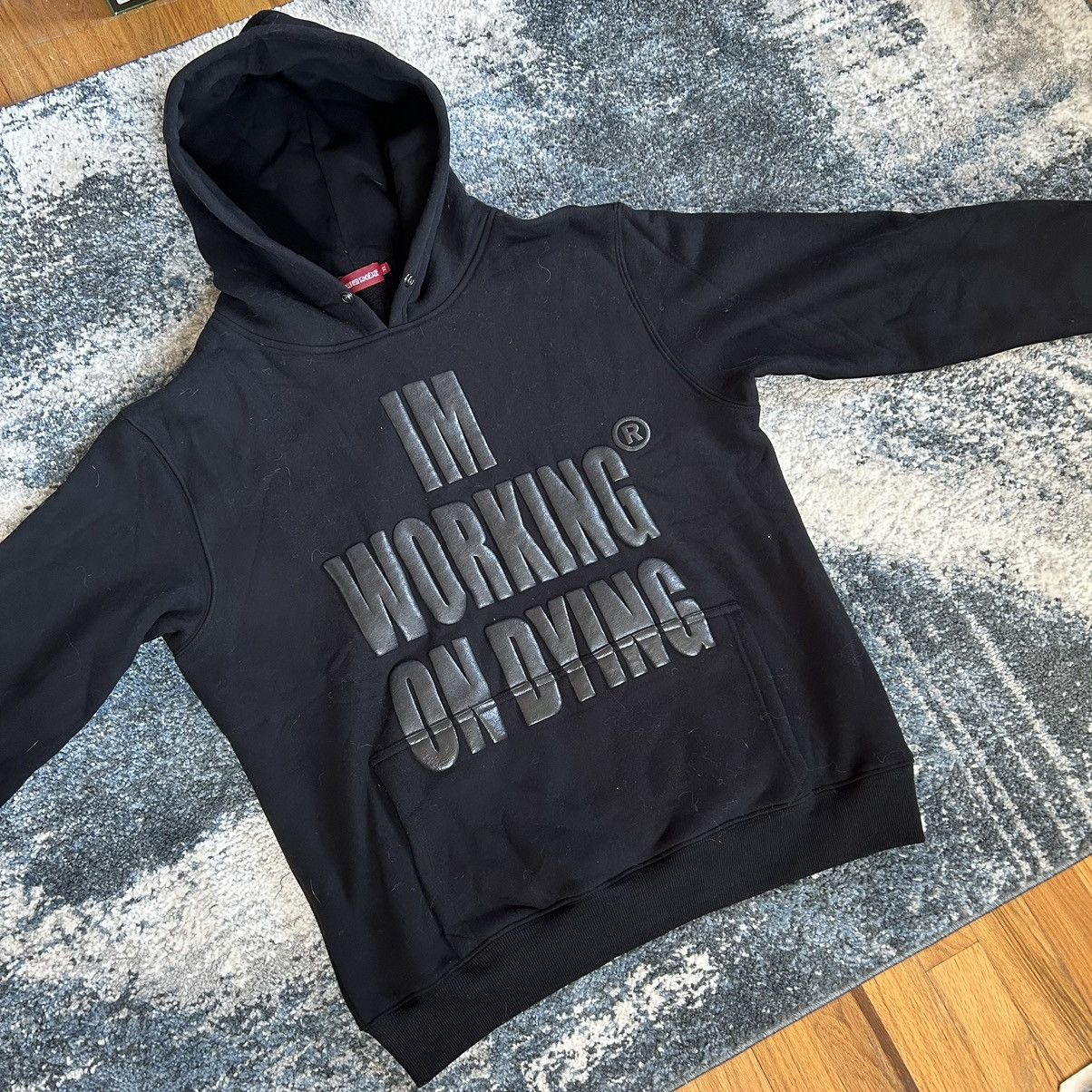 Reckless Scholars WORKiNG ON DYiNG COZY HEAVYWEiGHT FLEECE PUFF PRiNT HOODiE Size US XL / EU 56 / 4 - 6 Thumbnail