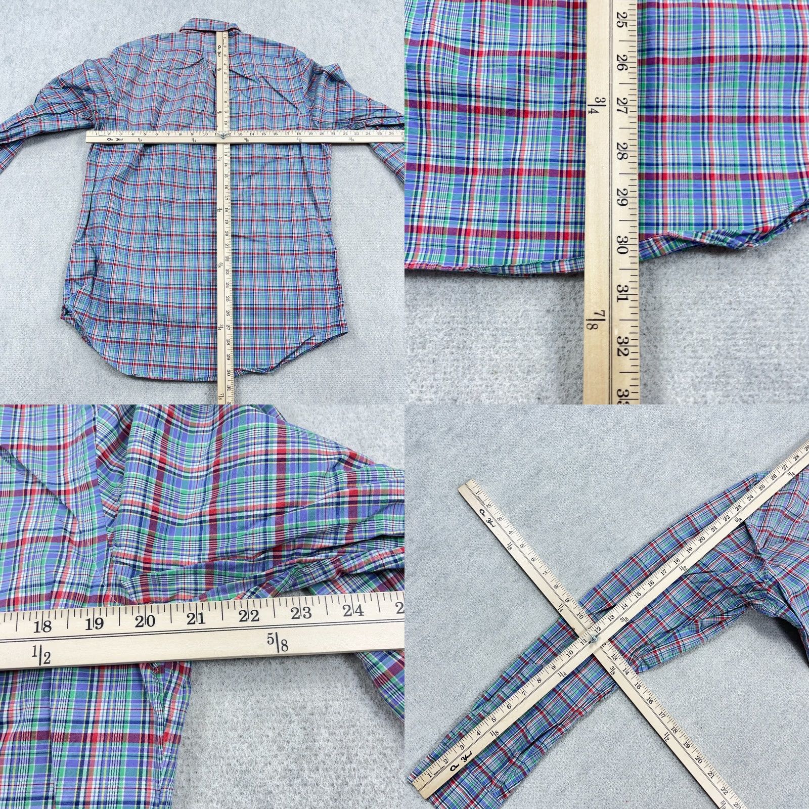 Ralph Lauren Ralph Lauren Shirt Adult Medium Blue Red Multi Button Up Dress Cotton Preppy Men Size 40R - 8 Thumbnail