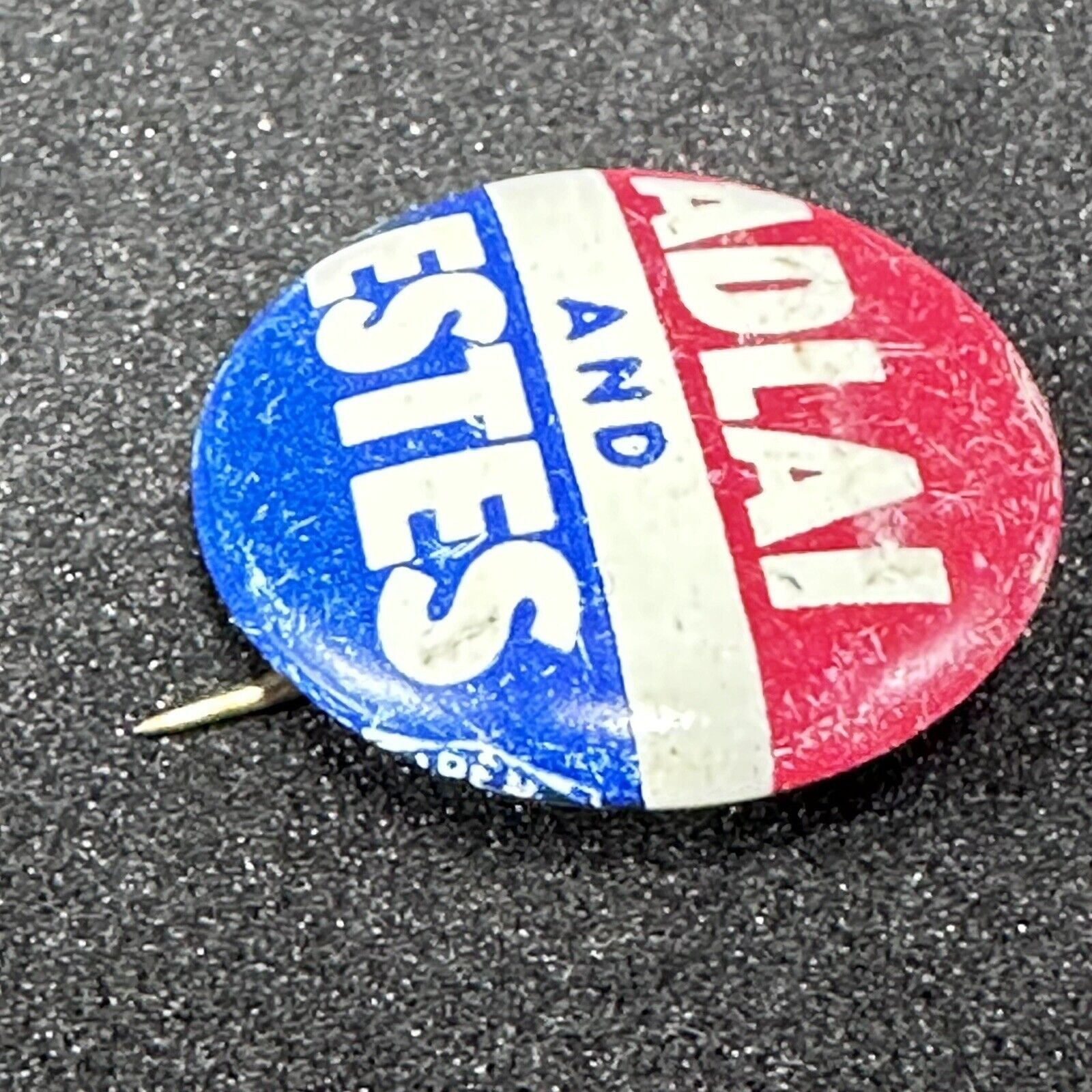 Vintage 1956 ADLAI & ESTES Campaign Tin Pinback Button President VTG Size ONE SIZE - 3 Thumbnail