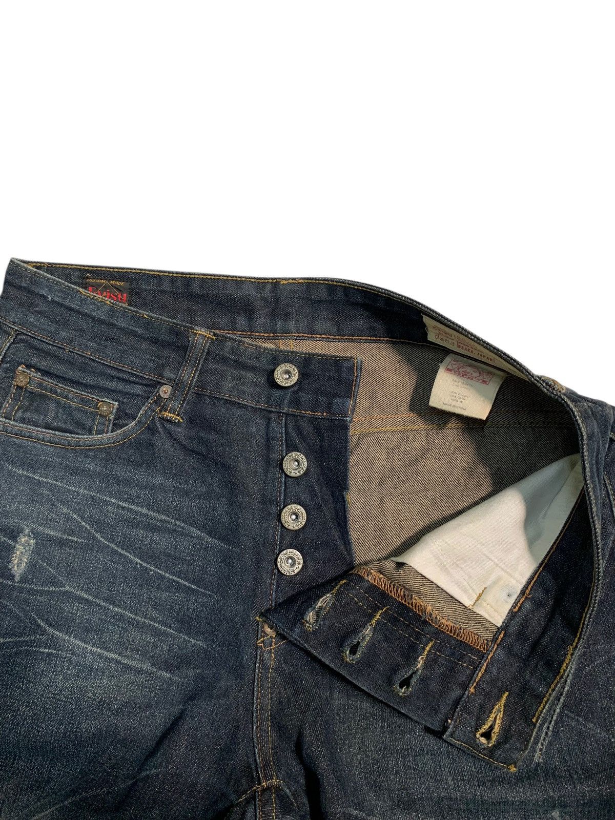 Evisu EVISU SEAGULL SELVEDGE 13OZ BUTTON FLY SHORT DENIM Size US 33 - 16 Thumbnail